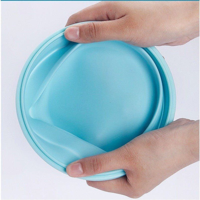 Set 2 Caserole Rotunde Pliabile Pentru Alimente, Silicon Termorezistent, Compatibile Cuptor Microunde si Masina de Spalat Vase, 500 ml si 800 ml, Albastru
