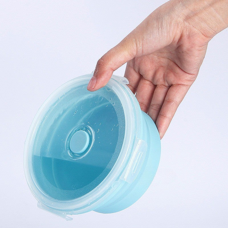 Set 2 Caserole Rotunde Pliabile Pentru Alimente, Silicon Termorezistent, Compatibile Cuptor Microunde si Masina de Spalat Vase, 500 ml si 800 ml, Albastru