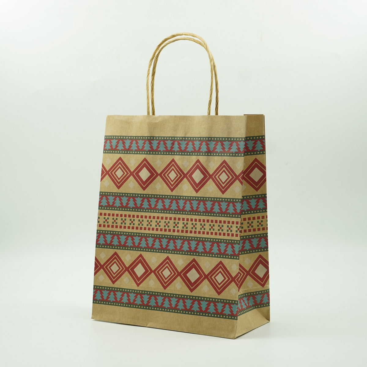Set 24 Pungi Cadou Craciun, Modele Festive Aleatorii, Hartie Rezistenta, 18.5 x 22.5 x 8.5 cm, Multicolor