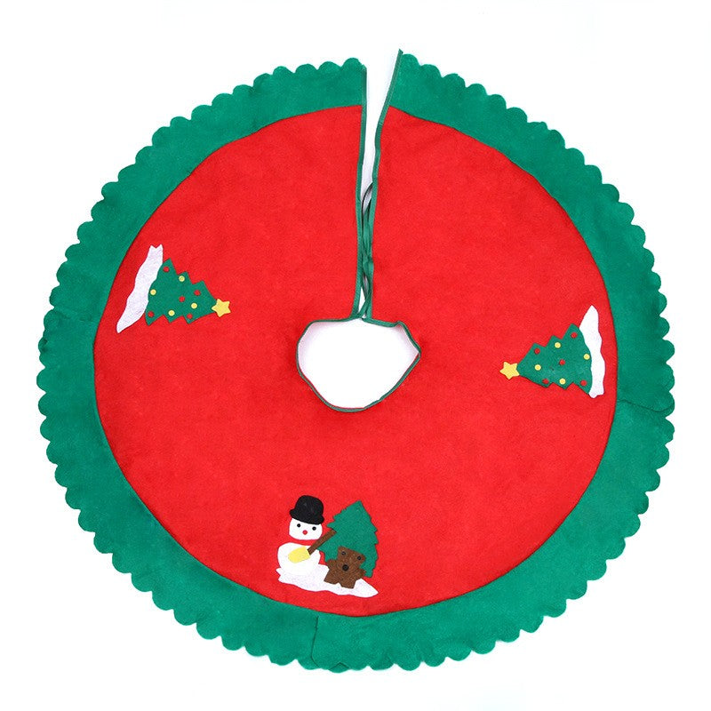 Covoraș Pentru Bradul De Crăciun, Fustă Decorativă Cu Buclă De Fixare, Lână Premium, Model Tradițional, Roșu și Verde, 90 cm
