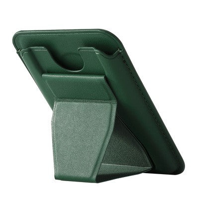 Portofel MagSafe Magnetic pentru Carduri cu Functie de Suport Telefon, Piele Ecologica, Verde