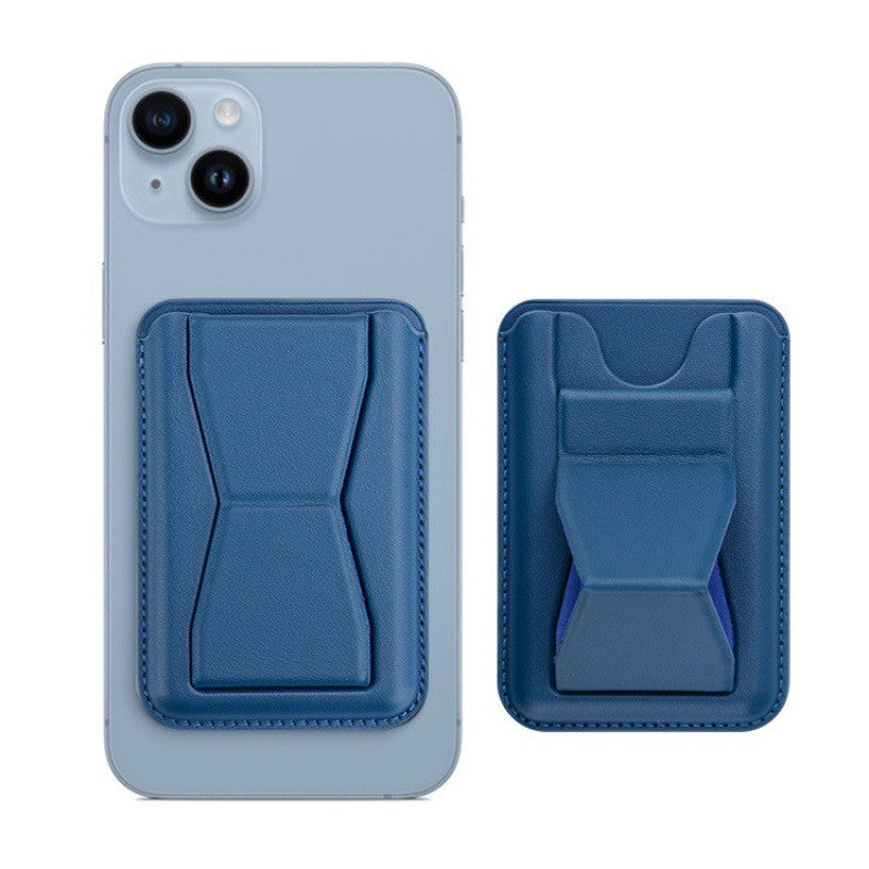 Portofel MagSafe Magnetic pentru Carduri cu Suport Telefon Integrat, Piele Ecologica, Albastru