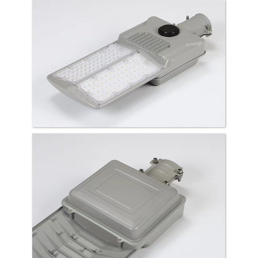 Lampa Solara Stradala 500W, Senzor Lumina si Acumulator Litiu 30000 mAh, Protectie IP65 Rezistenta la Apa, Lumina Rece, Autonomie 10 Ore, Finisaj Mat, 55 x 23 x 9 cm, Gri
