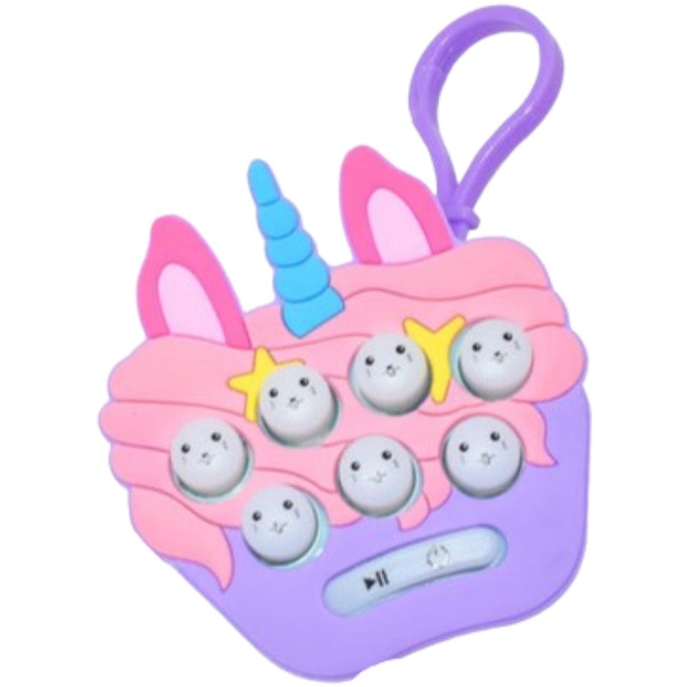 Jucărie Interactivă Gopher, Breloc Cu Lumini Și Muzică, Model Unicorn, Silicon Și ABS, Multicolor