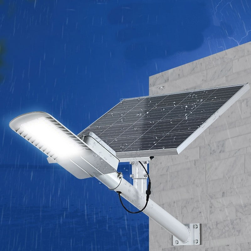 Lampa Solara Stradala 200W, 60 LED SMD, Senzor Lumina si Telecomanda, IP65, 2250 lm, Panou 25W, Autonomie 12-16 Ore, Material ABS, 51.5 x 21 x 7.5 cm, Gri