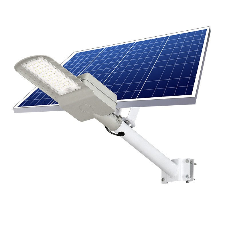 Lampa Solara Stradala 200W, 60 LED SMD, Senzor Lumina si Telecomanda, IP65, 2250 lm, Panou 25W, Autonomie 12-16 Ore, Material ABS, 51.5 x 21 x 7.5 cm, Gri