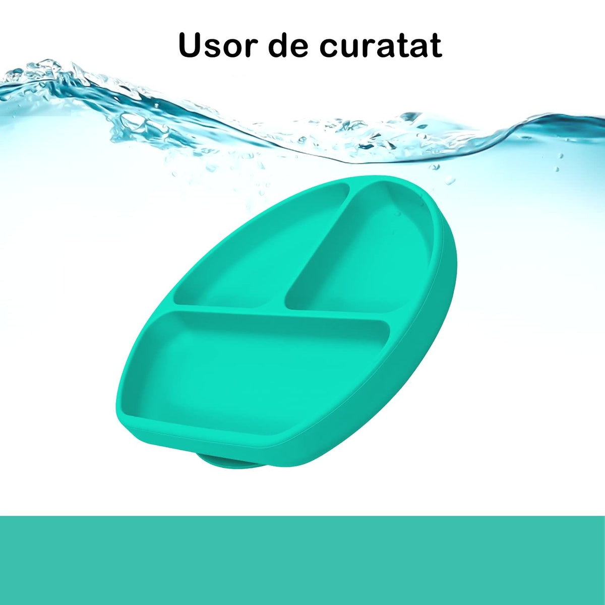 Set Diversificare Bebelusi si Copii, 5 Piese din Silicon Alimentar, Farfurie si Bol cu Ventuza, Baveta, Tacamuri, Fara BPA, Verde