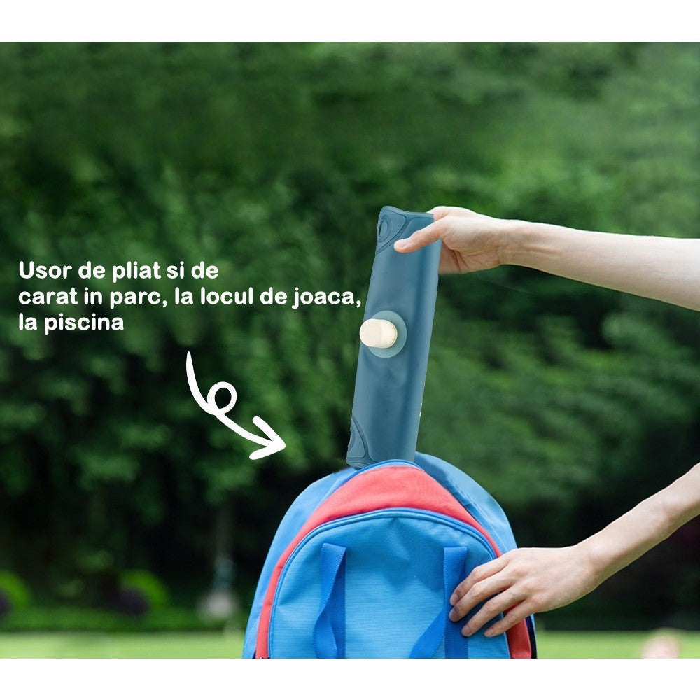 Pistol cu Apa pentru Copii, Rezervor Tip Ghiozdan 1500 ml, Distanta de Improscare 8 Metri, Tragaci cu Presiune, Material ABS si Silicon, 12.5 x 28 cm, Albastru