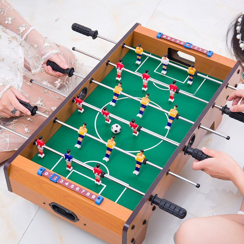 Masa de Fotbal cu Picioare, Joc Foosball pentru Copii si Adulti, 18 Jucatori, 6 Manere Antiderapante, Tabela de Scor, Lemn si Metal, 69 x 36.5 x 23 cm