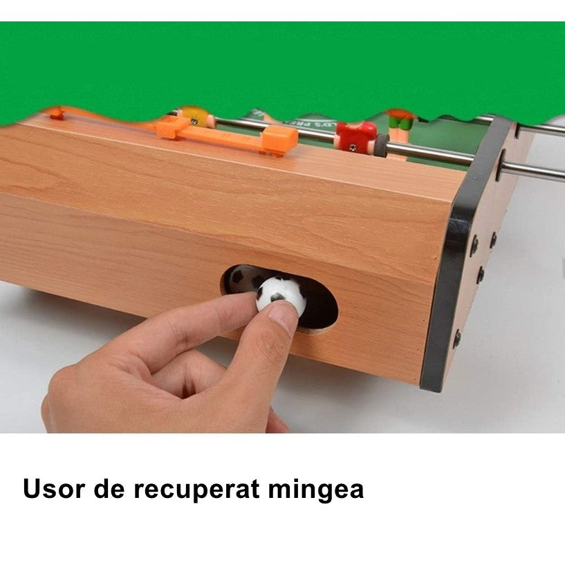 Masa de Fotbal pentru Copii si Adulti, Joc Fotbal de Masa cu 18 Jucatori si 6 Manere, Structura din Lemn, Metal si ABS, Tablou Scor inclus, 50 x 25 x 18 cm