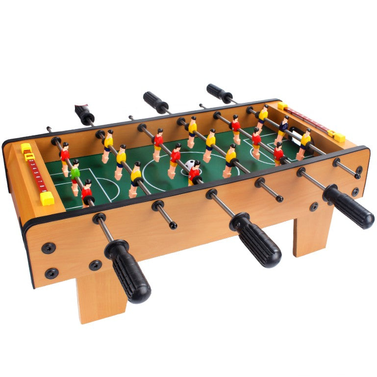 Masa de Fotbal pentru Copii si Adulti, Joc Fotbal de Masa cu 18 Jucatori si 6 Manere, Structura din Lemn, Metal si ABS, Tablou Scor inclus, 50 x 25 x 18 cm