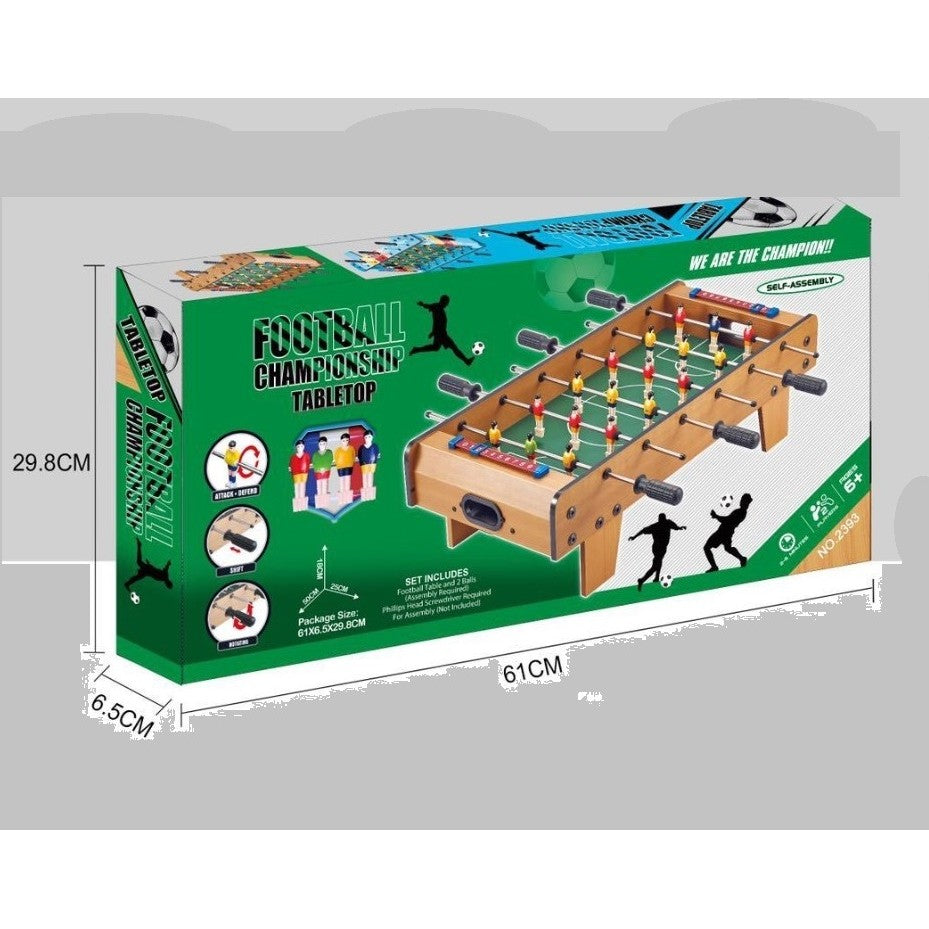 Masa de Fotbal pentru Copii si Adulti, Joc de Masa cu 18 Jucatori si 6 Manere, Structura din Lemn si Metal, 2 Mingi Incluse, 60.5 x 30.5 x 18.5 cm
