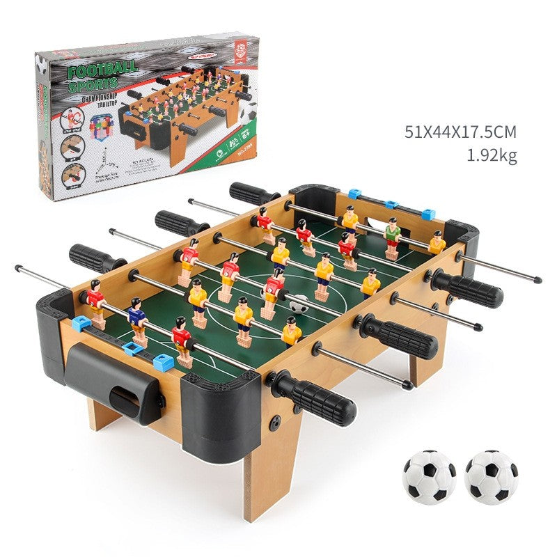 Masa de Fotbal pentru Copii si Adulti, Joc Tabletop cu 18 Jucatori si 6 Manere, Structura din Lemn si Metal, Contor Scor Inclus, 2 Mingi, 51 x 44 x 17.5 cm