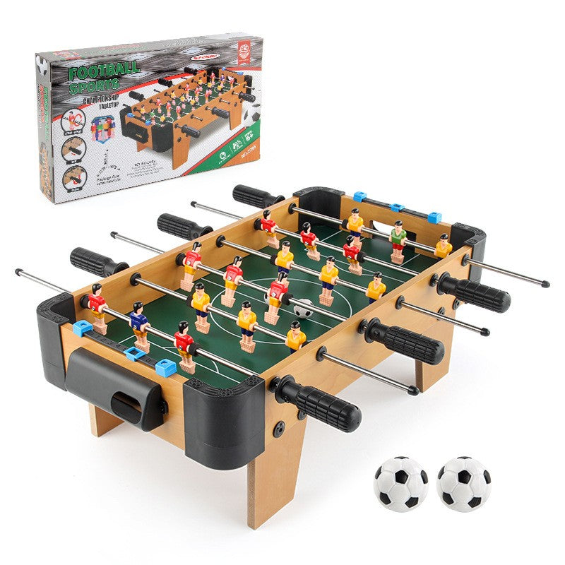 Masa de Fotbal pentru Copii si Adulti, Joc Tabletop cu 18 Jucatori si 6 Manere, Structura din Lemn si Metal, Contor Scor Inclus, 2 Mingi, 51 x 44 x 17.5 cm