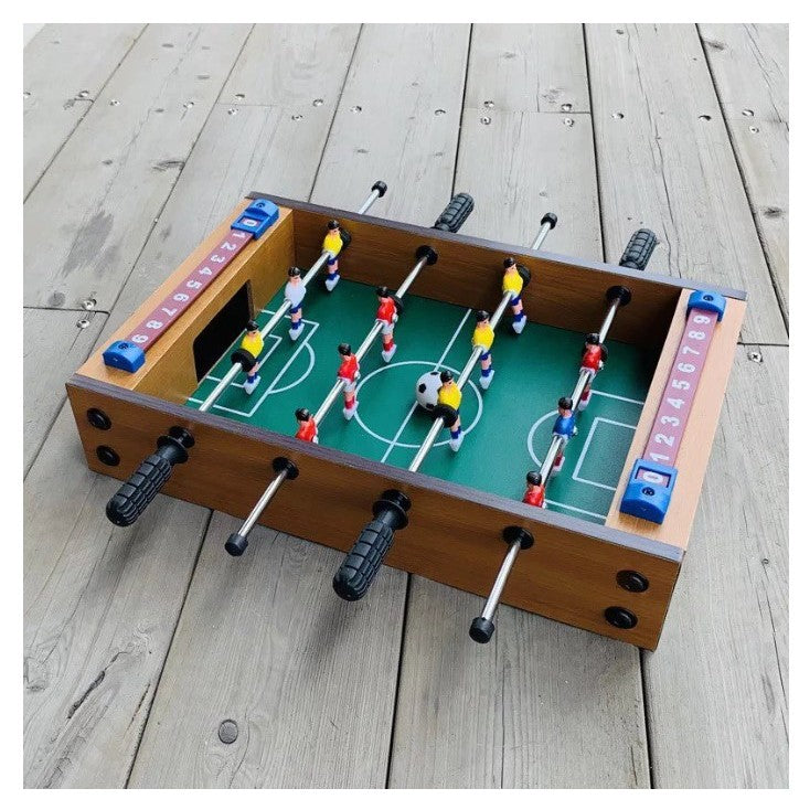 Mini Masa de Fotbal pentru Copii si Adulti, Joc Fotbal de Masa cu 12 Jucatori si Tabela de Scor, Constructie din Lemn, Metal si ABS, 34.5 x 23 x 7 cm