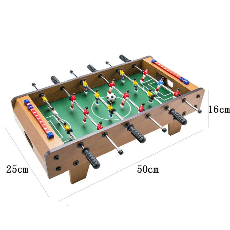 Mini Masa de Fotbal cu 18 Jucatori si 6 Manere, Joc de Masa Portabil cu Tabela Scor, Structura din Lemn, Metal si ABS, 50 x 25 x 16 cm
