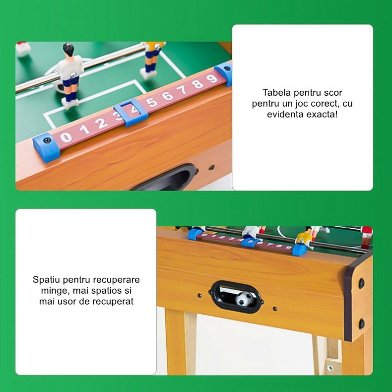 Mini Masa De Fotbal, Joc De Masa Cu 12 Jucatori Si Tabela Scorer, Constructie Din Lemn Metal Si ABS, 4 Manere, 34.5 x 23 x 7 cm