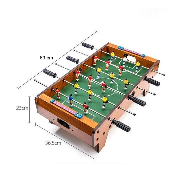 Masa de Fotbal de Interior, 18 Jucatori si 6 Manere Ergonomice, Tablou de Scor Inclus, Structura din Metal, Lemn si ABS, 69 x 36.5 x 23 cm