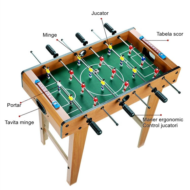 Masa de Fotbal cu Picioare pentru Copii si Adulti, 18 Jucatori, 2 Tablouri de Scor, 6 Manere Ergonomice, Structura din Metal, Lemn si ABS, 69 x 34 x 65 cm