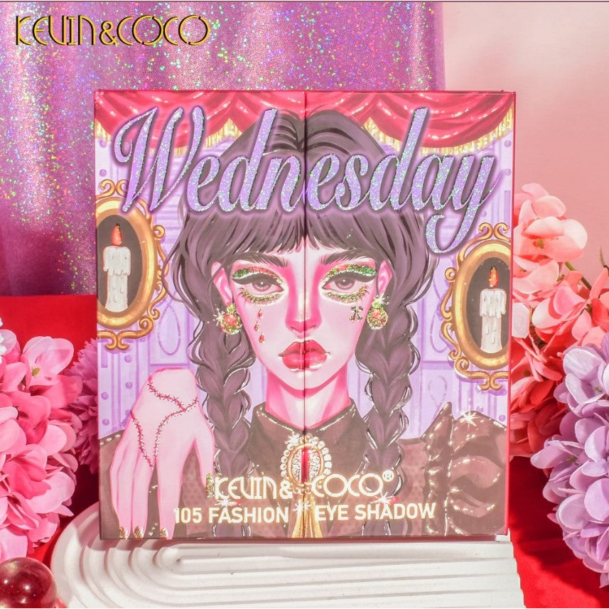 Kevin&Coco Paleta Machiaj Profesionala cu 105 Culori, Kit Complet pentru Ochi si Fata, Design Pliabil, Include Blush, Conturing si Iluminator, Pudra Compacta, Multicolor, 18.7 x 17.3 x 2.6 cm