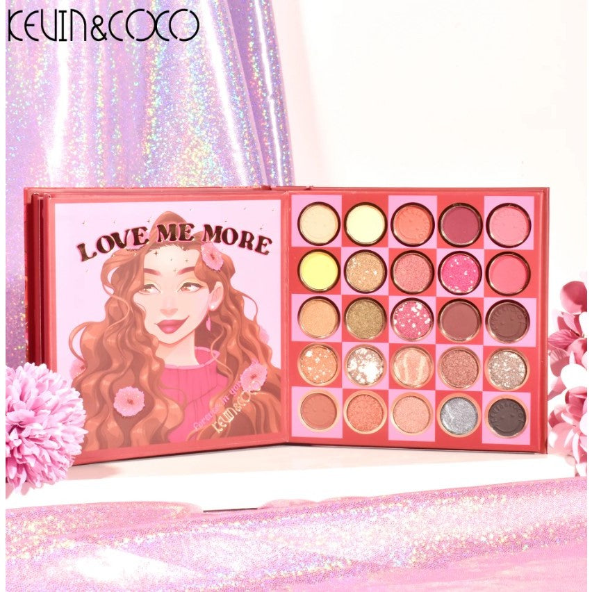 Kevin&Coco Paleta de Farduri pentru Machiaj, 59 Culori cu Iluminator si Blush, Design Stil Carte cu 3 Straturi, Pudra Compacta, 14.2 x 14.2 cm, 80 g, Multicolor