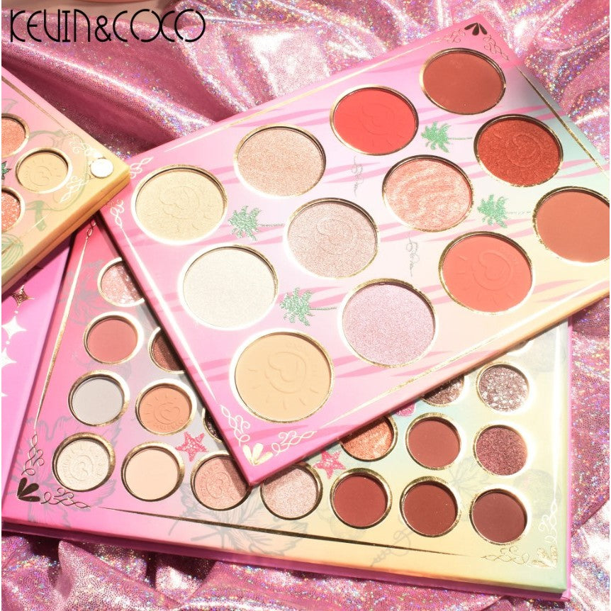 Kevin&Coco Paleta Farduri de Pleoape cu 117 Culori, Design Rotativ pe 4 Straturi, Include Iluminator si Blush, Format Dreptunghiular Compact, 112g, 20.8 x 15.5 cm, Multicolor