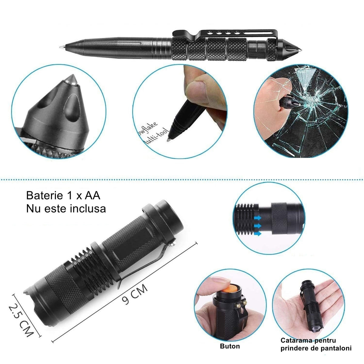 Kit Supravietuire Multifunctional si Trusa Prim Ajutor, Instrumente Profesionale Camping si Drumetii, Accesorii Outdoor, Material Textil Tip Borseta, Model Army, Verde Camuflaj