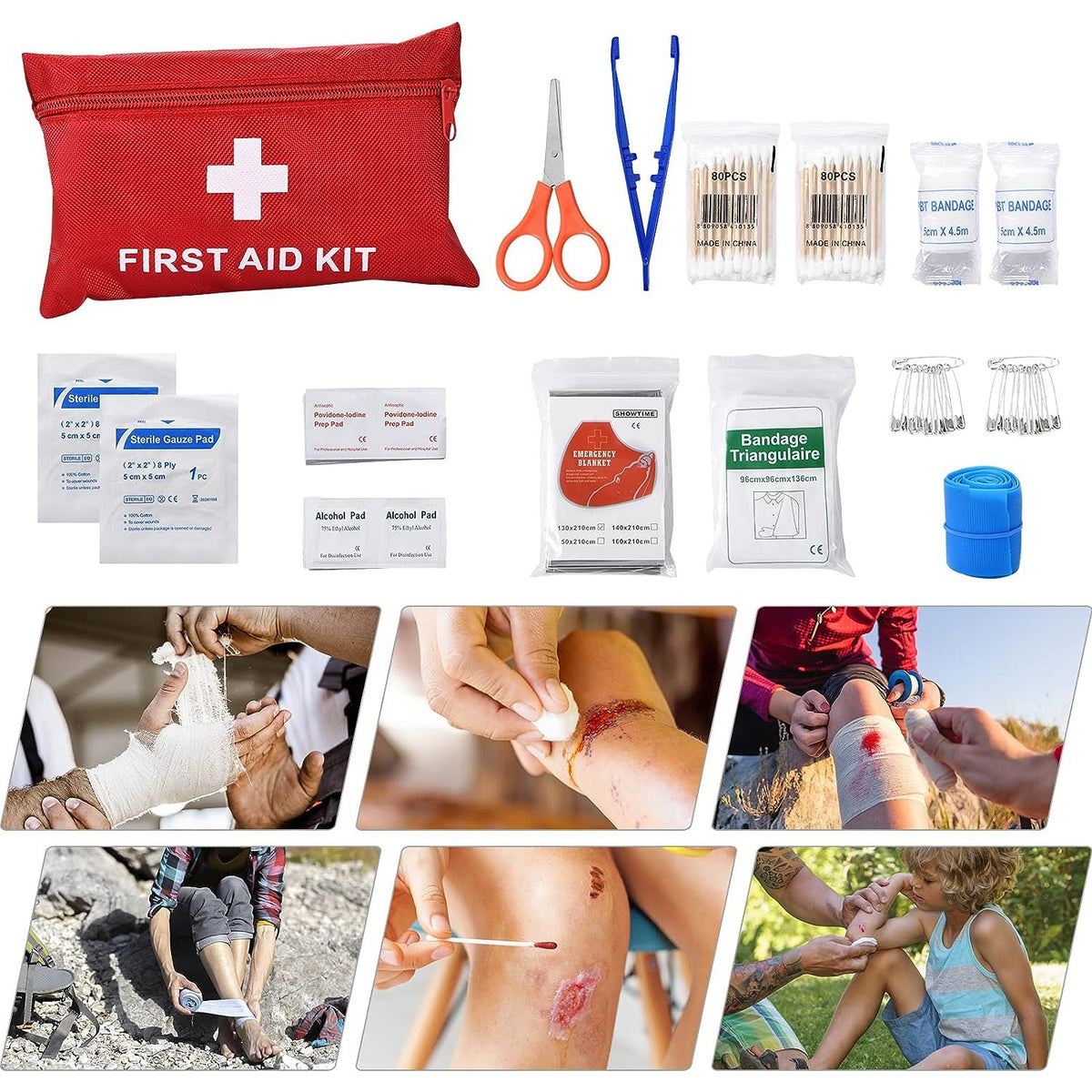 Kit Supravietuire Multifunctional, Set 42 Instrumente Profesionale si Prim Ajutor, Echipament Camping si Drumetii, Accesorii Tactice de Urgenta, Portabil, Negru