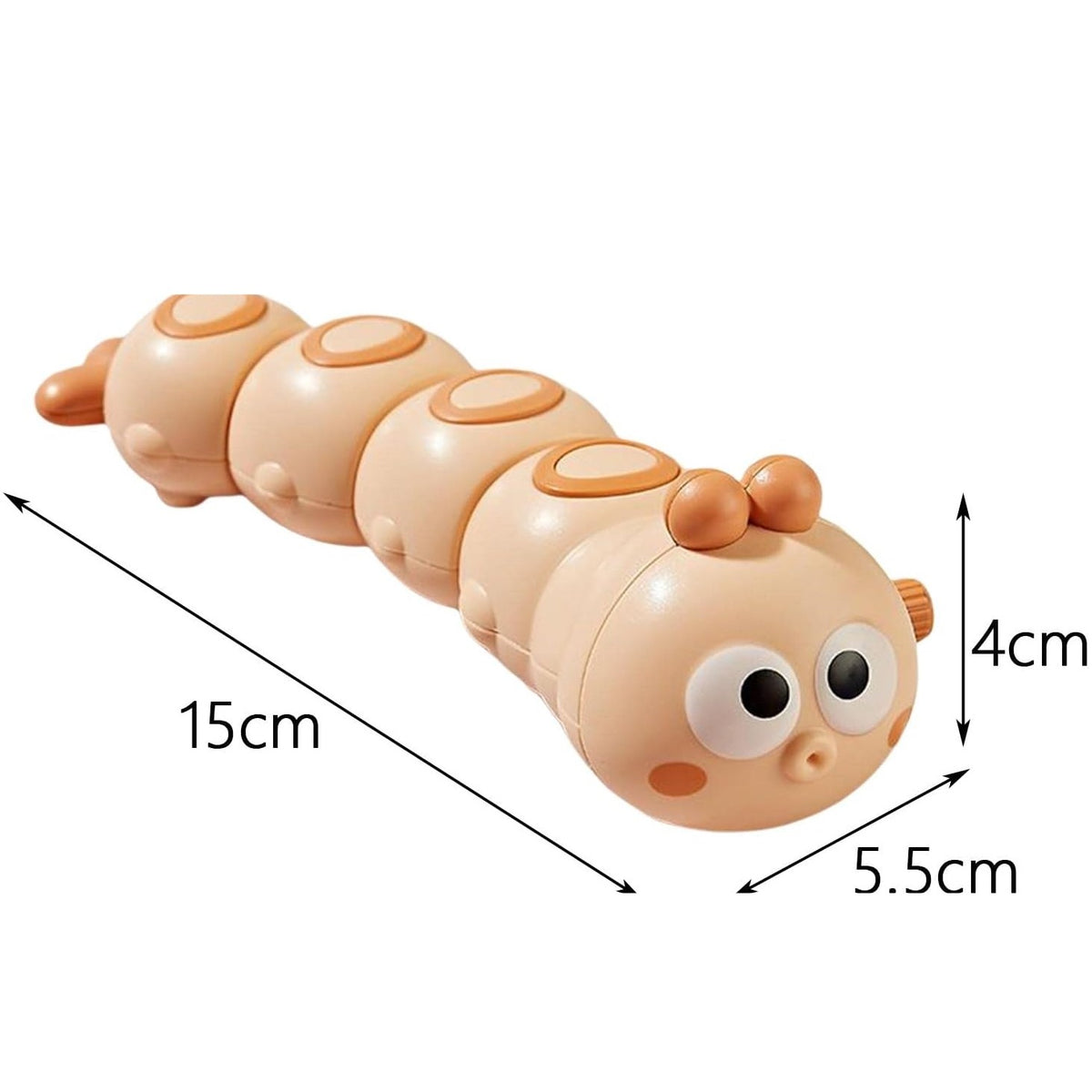 Jucarie Mecanica Omidă, cu Cheiță pentru Dezvoltare Motorie, Plastic, 15 x 4 cm, Portocaliu