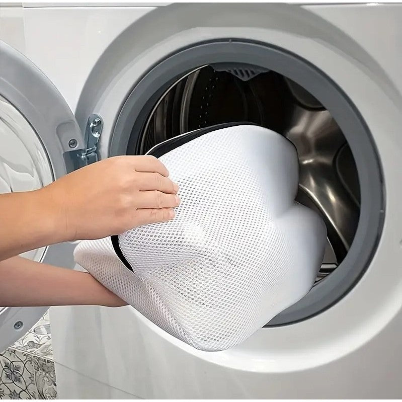 Sac Pentru Spalare si Uscare Incaltaminte, Plasa Protectie Pantofi si Adidasi pentru Masina de Spalat, Material Textil Rezistent, 42 x 24 x 24 cm, Alb