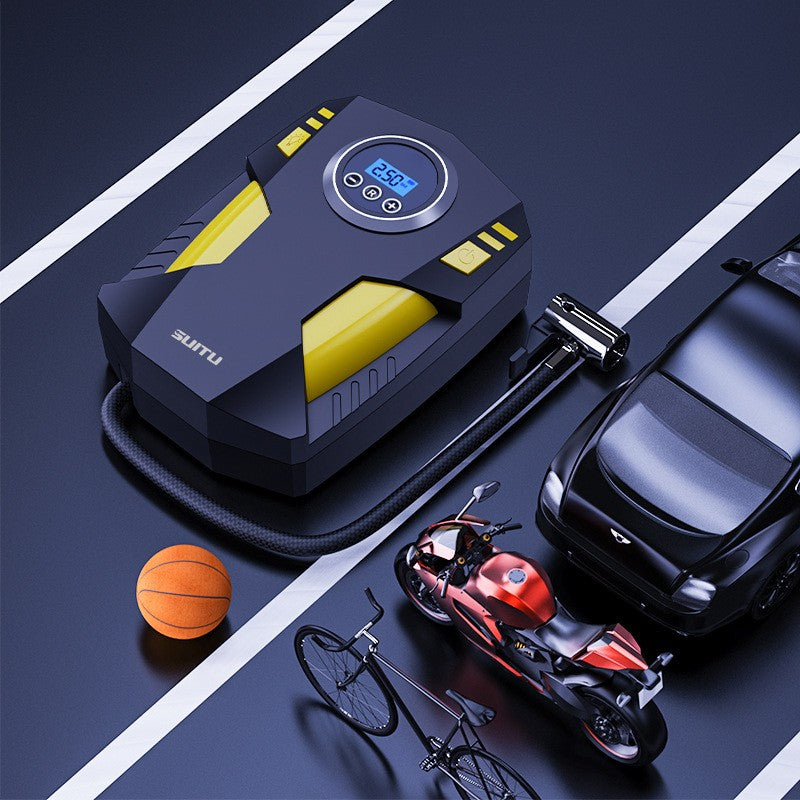 Compresor Auto Portabil cu Afisaj Electronic si Lanterna LED, Pompa Electrica 120W, 35L/min, Presiune Maxima 10.3 Bar, Alimentare DC 12V, Cablu 3m, Negru