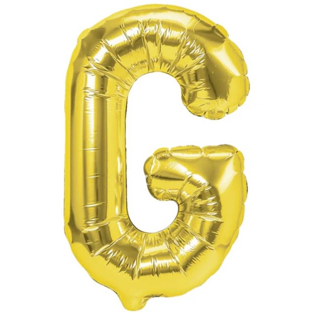 Balon Din Folie Metalizata Litera G, Decoratiune Petrecere Aniversara, Umflare Cu Heliu Sau Aer, Pai Inclus, Aluminiu, 40 cm, Auriu