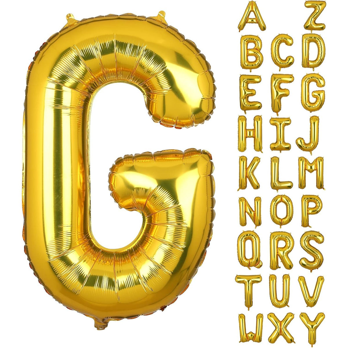 Balon Din Folie Metalizata Litera G, Decoratiune Petrecere Aniversara, Umflare Cu Heliu Sau Aer, Pai Inclus, Aluminiu, 40 cm, Auriu
