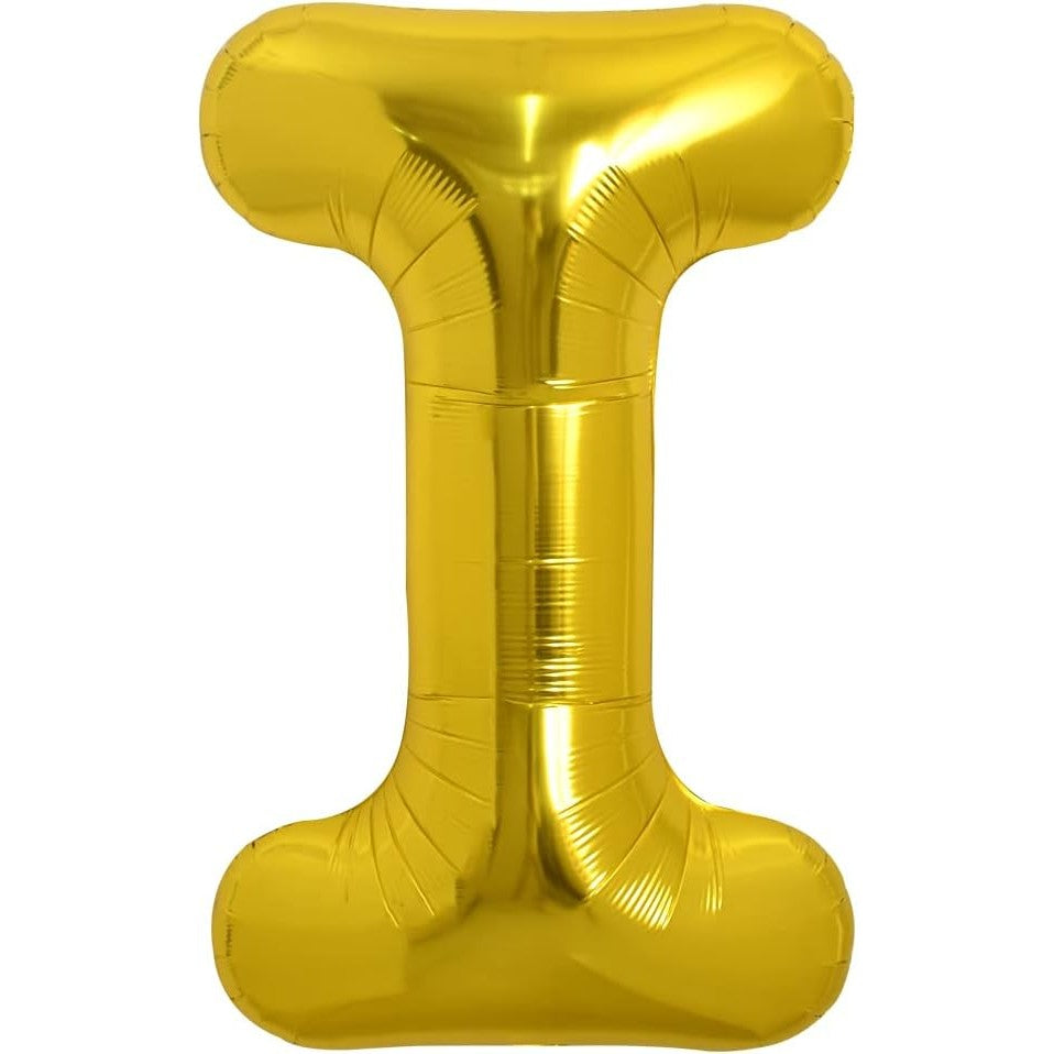 Balon Folie Metalizata Litera I, Reutilizabil, Umflare Aer sau Heliu, Aluminiu, 40 cm, Auriu
