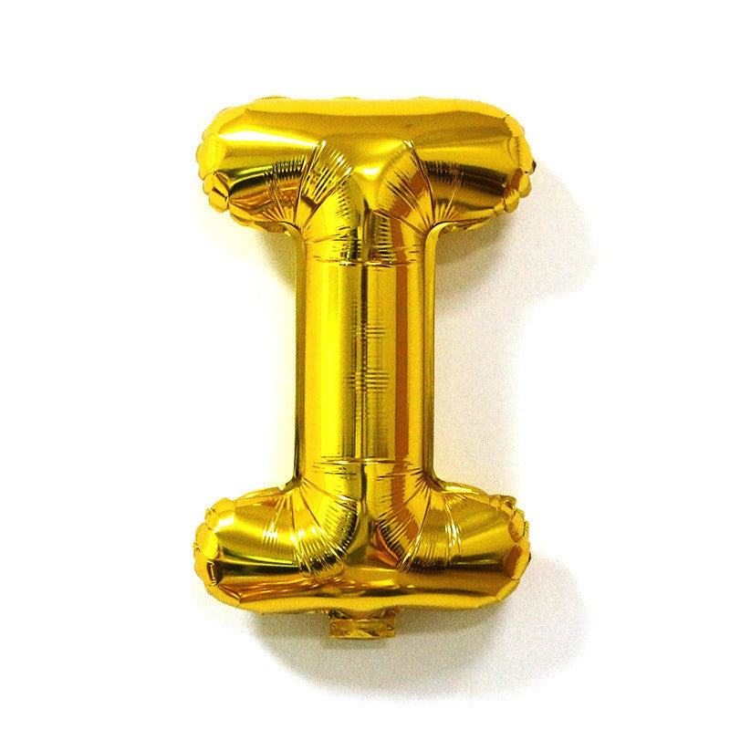 Balon Folie Metalizata Litera I, Reutilizabil, Umflare Aer sau Heliu, Aluminiu, 40 cm, Auriu