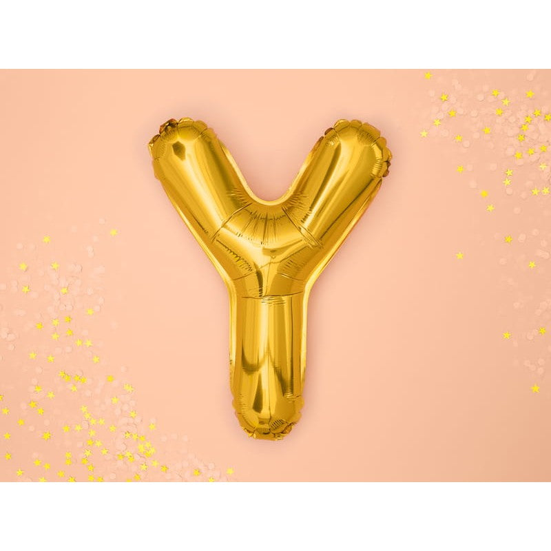 Balon Folie Metalizata Litera Y, Umflare Aer sau Heliu, Decoratiuni Party, Aluminiu, 40 cm, Auriu