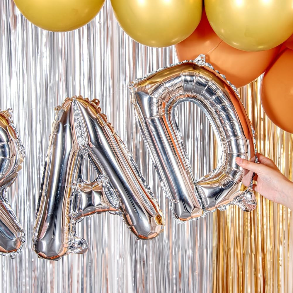 Balon Folie Metalizata Litera A, Umflare Heliu sau Aer, Include Pai pentru Umflat, Aluminiu, 40 cm, Argintiu