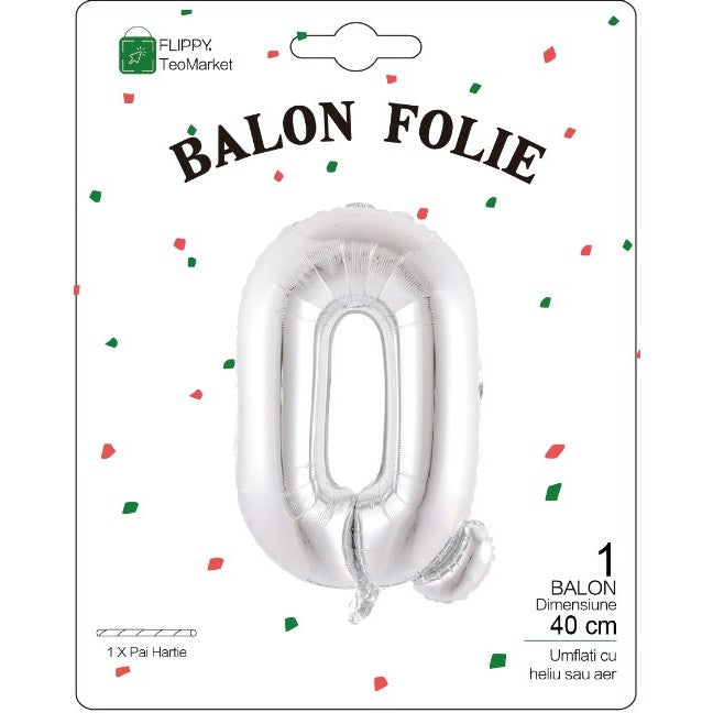 Balon Folie Metalizata Litera Q, Umflare Heliu sau Aer, Decoratiuni Party, Material Aluminiu, Pai Inclus, 40 cm, Argintiu