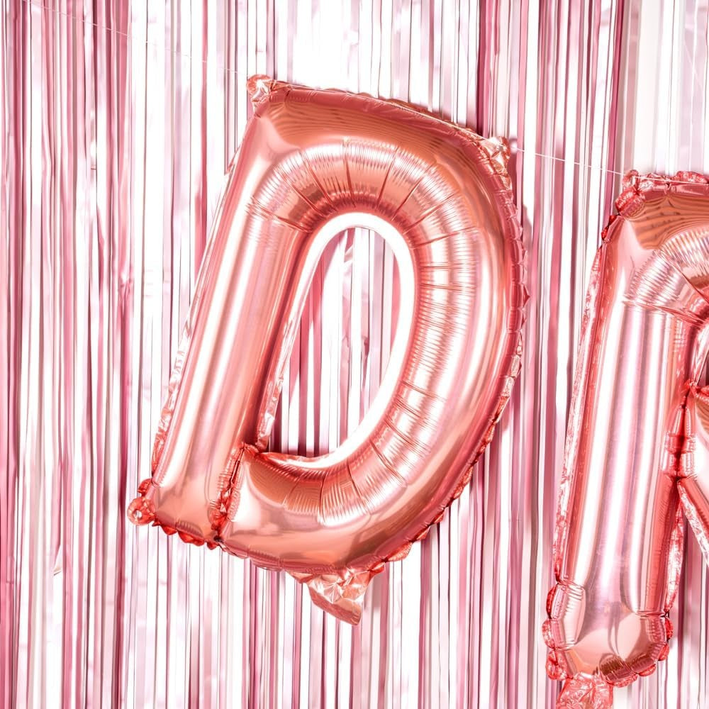 Balon Aniversar Litera D, Folie Metalizata, Compatibil Heliu sau Aer, Pai Inclus, Rose Gold, 40 cm