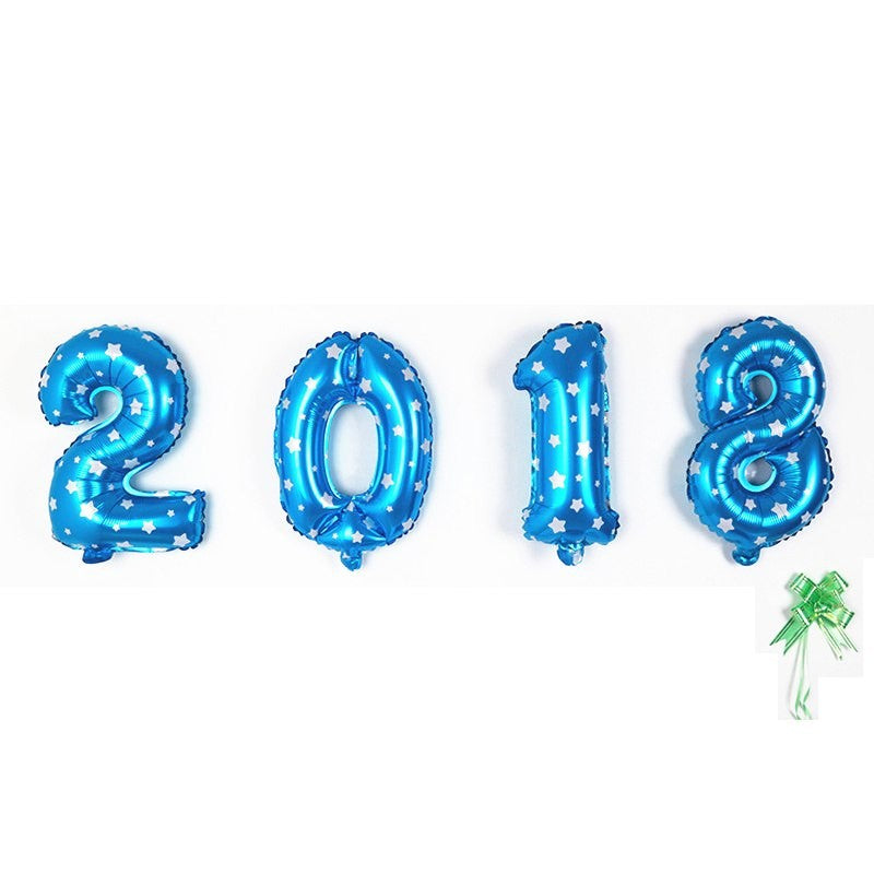 Balon Aniversar Cifra 2, Figurina din Folie Metalizata cu Imprimeu Stele, Umflare Aer sau Heliu, 80 cm, Albastru