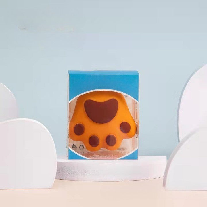 Perie pentru Masajul Scalpului si Aplicare Sampon, Stimulare Cresterea Parului si Exfoliere, Silicon si Plastic, Design Labuta de Pisica, 7x8 cm, Portocaliu