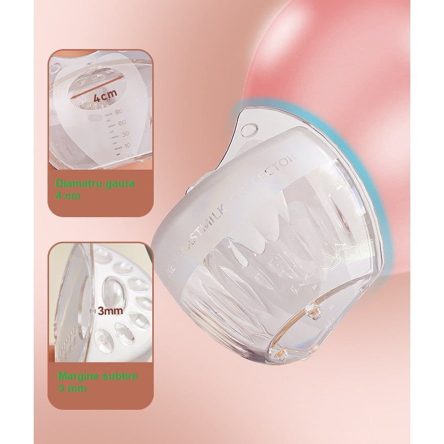 Colector de Lapte Matern Manual, Pompa Colectoare Anti-debordare pentru Protectia Mamelonului, Silicon de Calitate Alimentara, 80 ml, Transparent