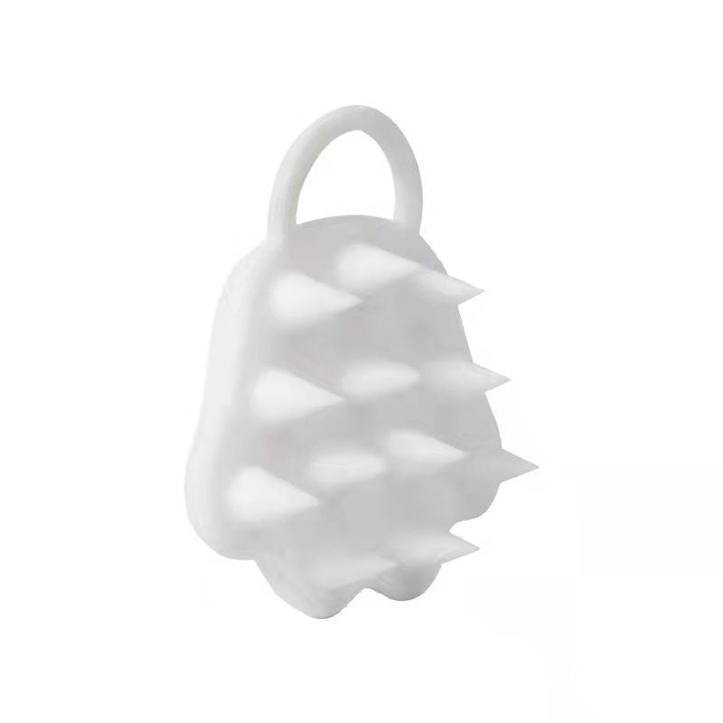 Perie pentru Masajul Scalpului si Aplicare Sampon, Stimularea Cresterii Parului si Exfoliere, Silicon si Plastic, Design Labuta de Pisica, 7x8 cm, Alb