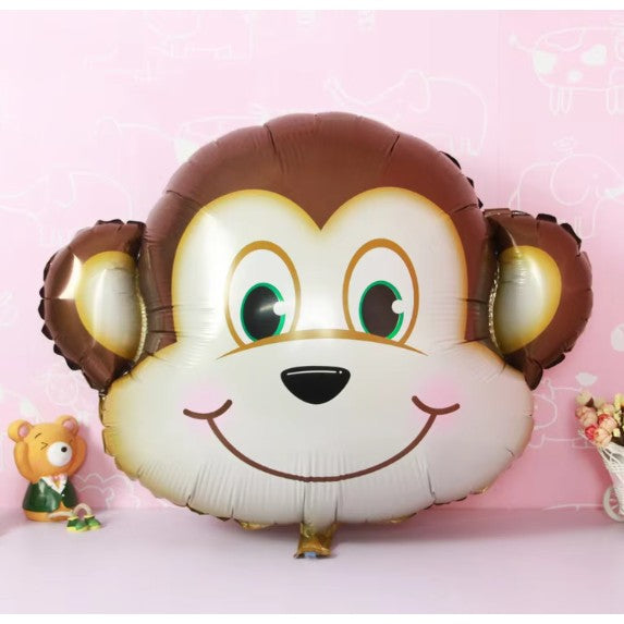 Balon din Folie Metalizata, Figurina Maimutica, Decoratiune Petrecere Aniversara, Mini Balon din Aluminiu, Umflare Aer sau Heliu, Include Pai, 42x42 cm, Multicolor