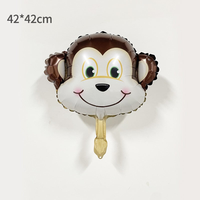 Balon din Folie Metalizata, Figurina Maimutica, Decoratiune Petrecere Aniversara, Mini Balon din Aluminiu, Umflare Aer sau Heliu, Include Pai, 42x42 cm, Multicolor