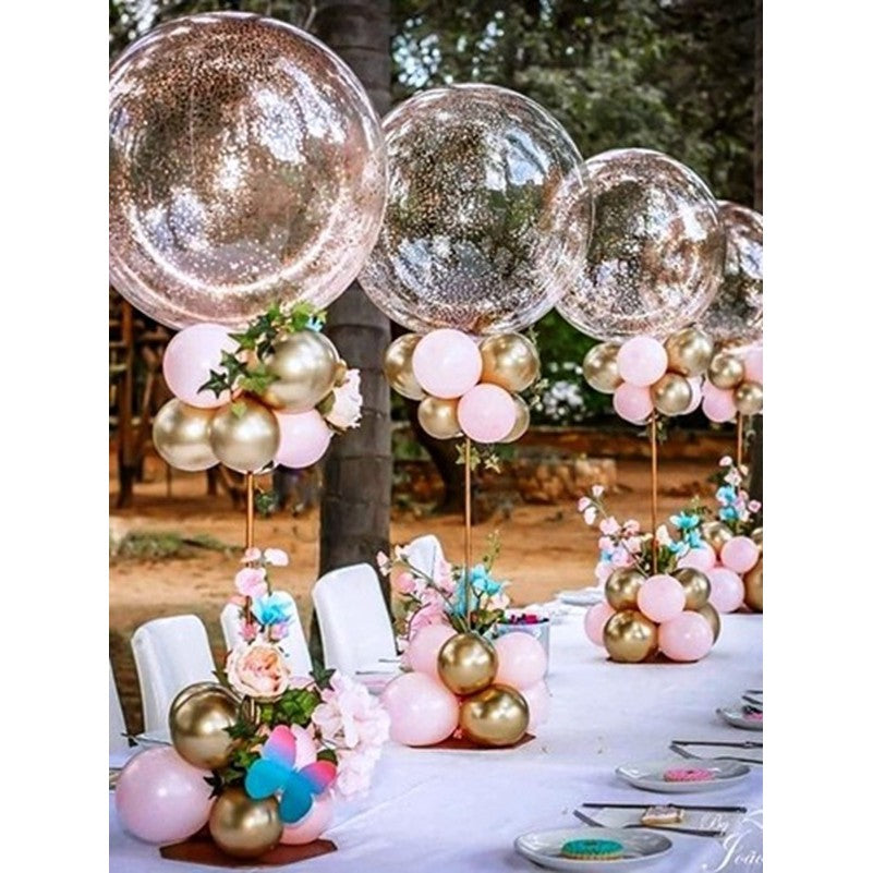Suport de Masa pentru Baloane, Kit Decorativ Evenimente, Design Stabil cu Tije, Plastic, 70 cm, Transparent