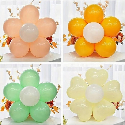 Suport Baloane Model Floare, Clema pentru Aranjamente Decorative, Plastic Rezistent, Capacitate 6 Baloane, Alb, 6x6 cm, 1 Bucata
