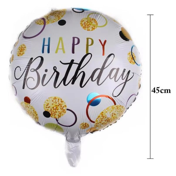 Balon Aniversar din Folie Metalizata, Model Cifra 6, Imprimeu Happy Birthday, Potrivit pentru Aer sau Heliu, include Pai Umflare, Multicolor, 45 cm