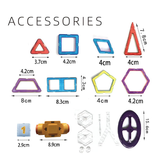 Set Constructie Magnetica, Puzzle 3D Educational, Forme Geometrice Creative, Material ABS Non-Toxic, 40 Piese, Multicolor
