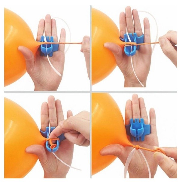 Dispozitiv de Legat Baloane, Accesoriu Ergonomic pentru Degete, Plastic Rezistent, 6.5 x 5.5 cm, Albastru